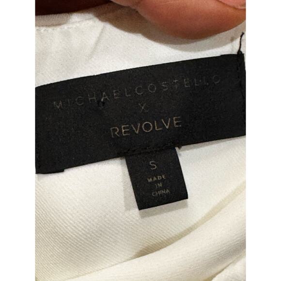 Michael Costello x REVOLVE ruched stain Bardot Mini Dress in Ivory small - Picture 9 of 12
